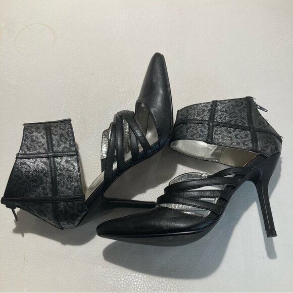 C LABEL Sz 9 Leopard Print Ankle Shaft Strappy Pointy Heeled Shooties - Picture 8 of 11